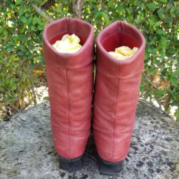 Vintage Markon Slouch Boots Fold Black Leather 8 M - Picture 6 of 7